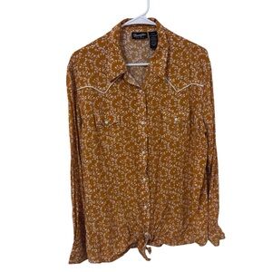 Wrangler Women’s Rust Floral Button-Front Western Shirt